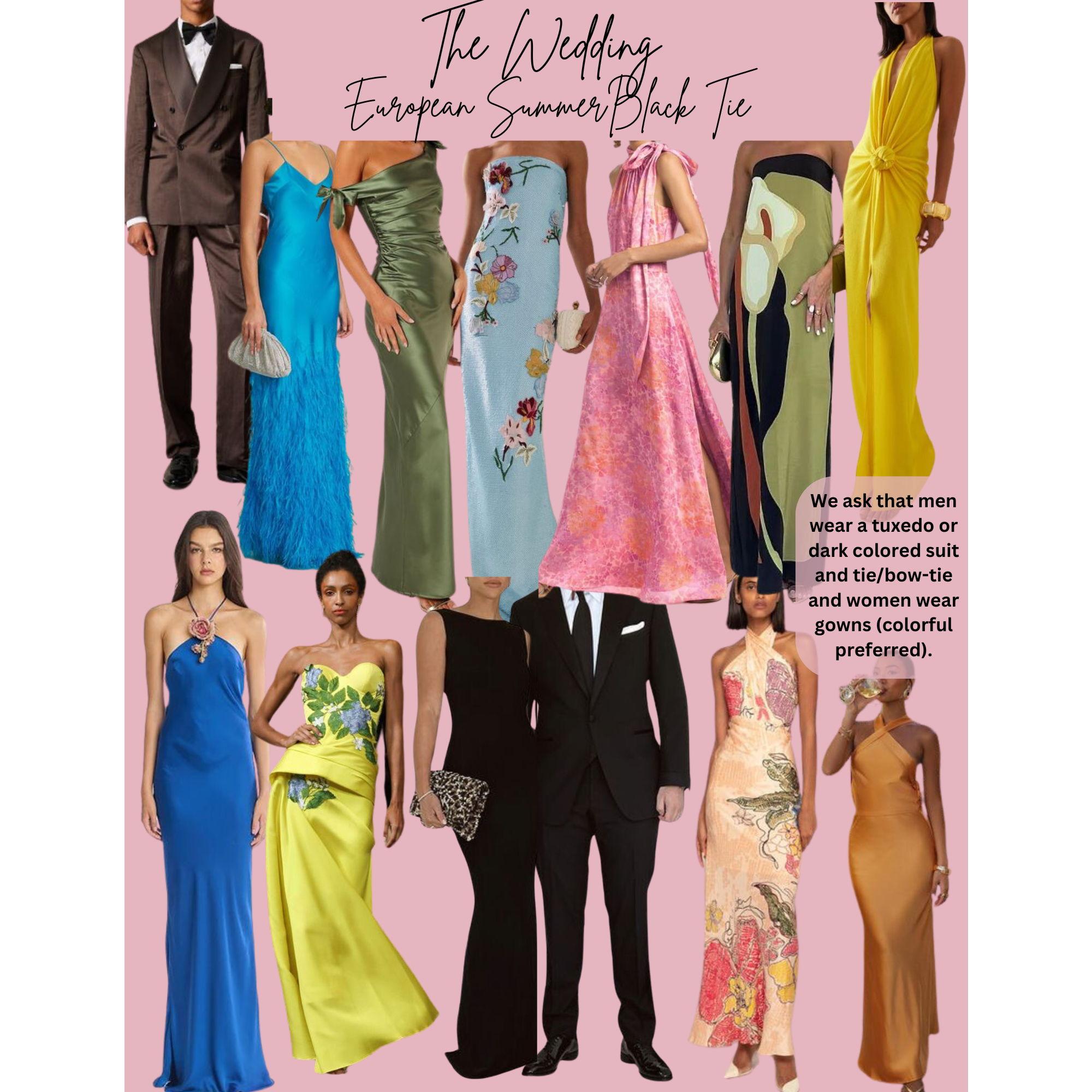 Summer Black Tie dress code examples for the Wedding