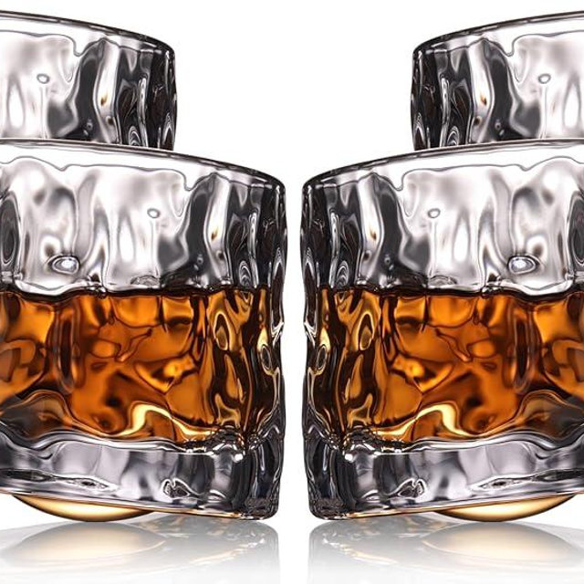 BothEarn Whiskey Spinning Glasses Set of 4, Solid Rotating Glassware, 5 oz