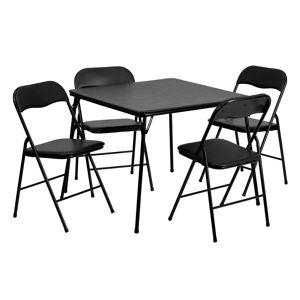 5-Piece Folding Card Table and Chairs Set, Black