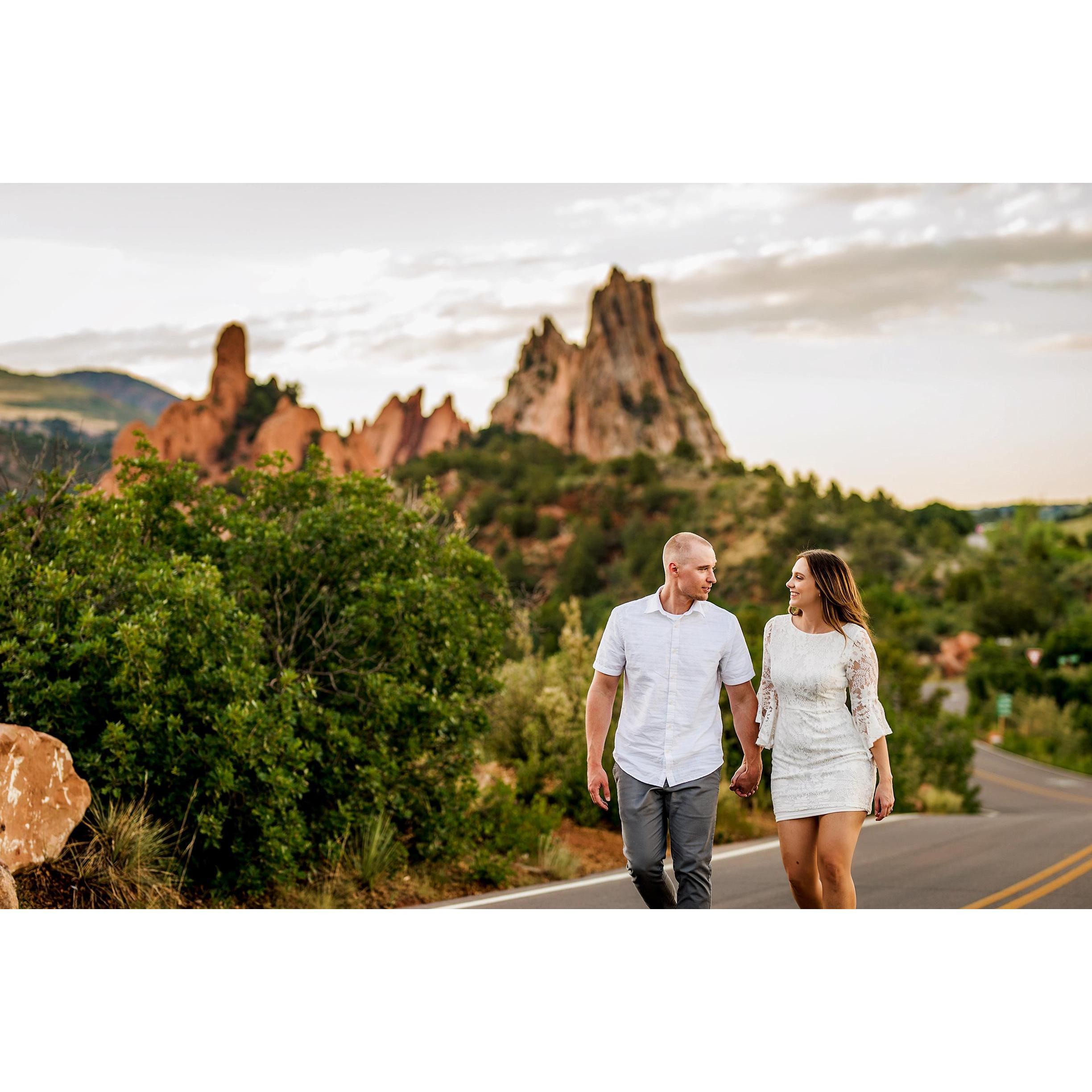 All of our gorgeous engagement photos were taken by the very talented Danna Frost (out of Colorado Springs). The spectacular backdrop of our photos is Garden of the Gods.