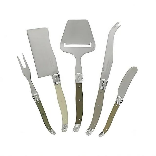 French Home Laguiole 5-Piece Cheese Board Utensils Set (Mist) Stainless Steel Flatware Set – Cutlery Set Cheese – Knife, Fork and Slicer Set – Silverware Set Dishwasher Safe