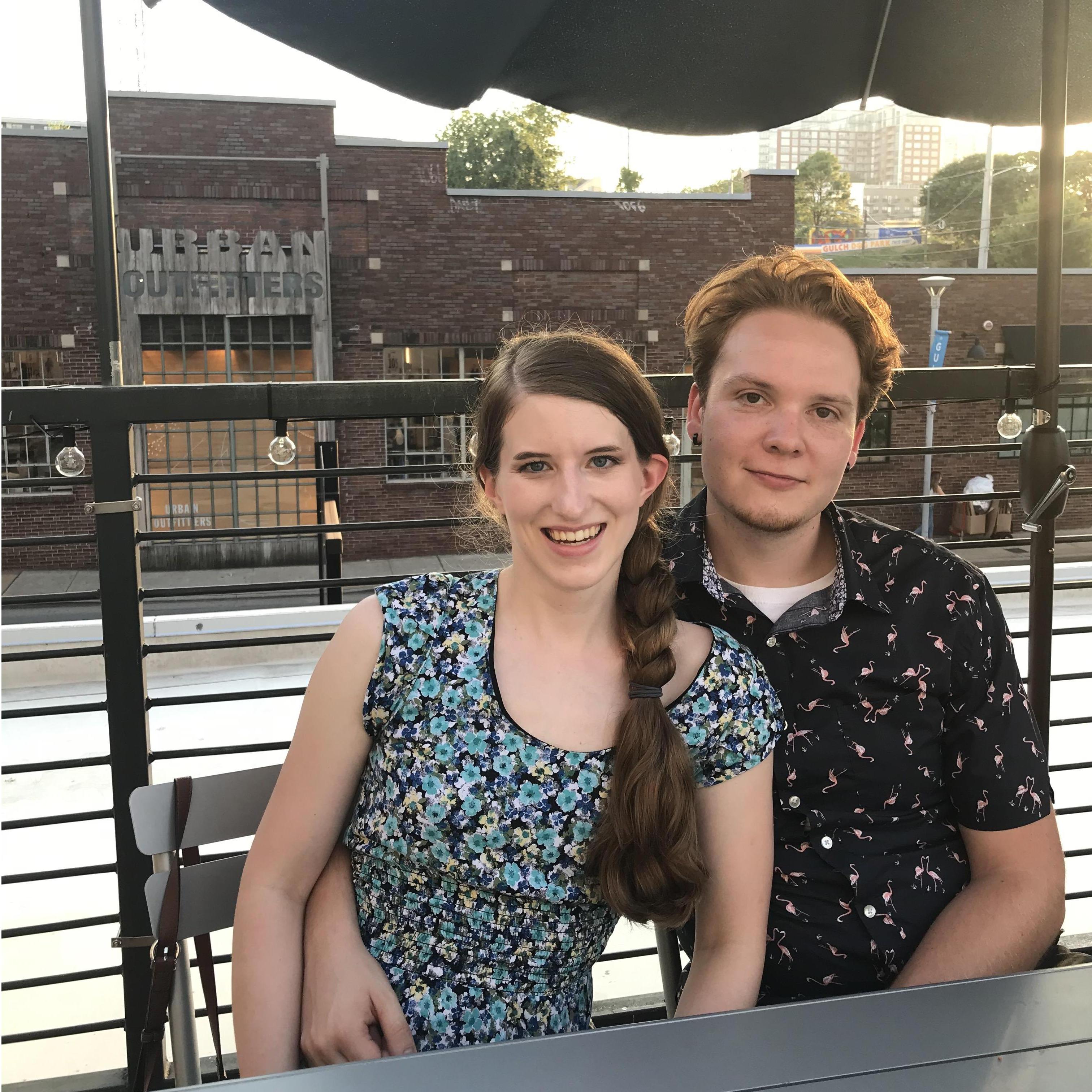 Outside dinner at Emmy Squared for Ben's 2020 birthday