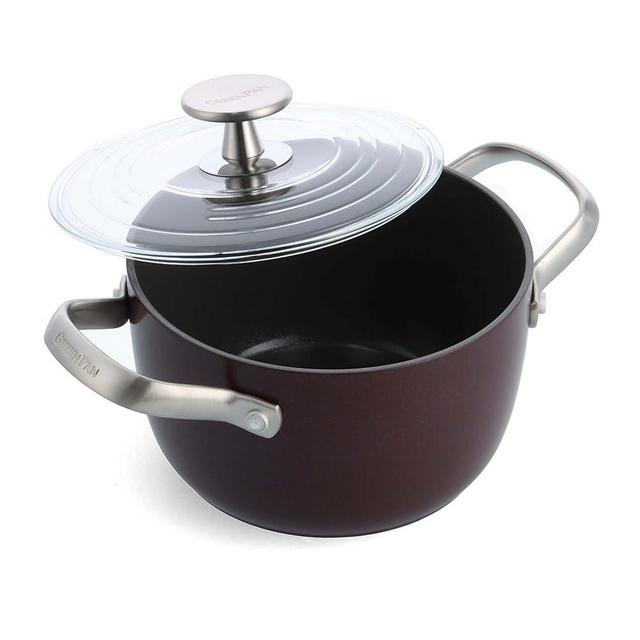 GreenPan Healthy Ceramic Nonstick, 2QT Rice Grains and Soup Maker, Caldero Pot with Lid, PFAS-Free, Induction, Dishwasher Safe, Oven Safe, Brown