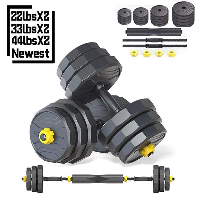 IRUI Adjustable Fitness Dumbbells Set, Free Weights Dumbbells with Connecting Rod Used As Barbell for Gym Work Out Home Training Suitable for Men and Women 2 Pieces/Set