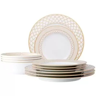 Noritake® Eternal Palace 12-Piece Dinnerware Set in White/Gold