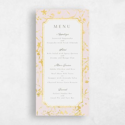 Light Mauve, Pink Wedding Menu - Vasara Foil