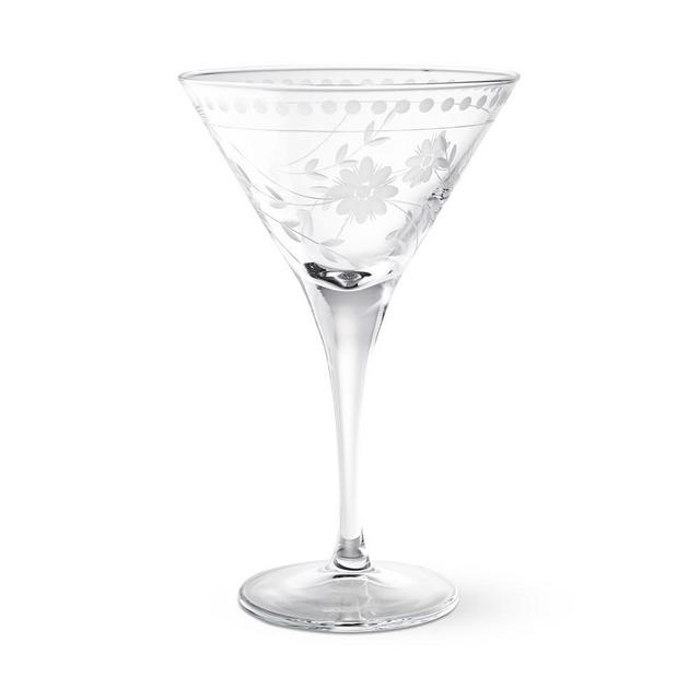 Vintage Etched Martini Glass, Each