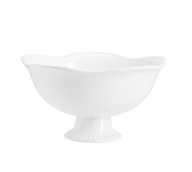 Emma Beaded Footed Serving Bowl - True White