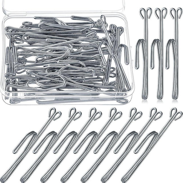 70 Pieces Drapery Pins Metal Curtain Hooks Drapery Hooks Metal Curtain Hooks Pins for Drapes Pinch Pleat Hooks Window Curtain, Door Curtain and Shower Curtain (Silver)