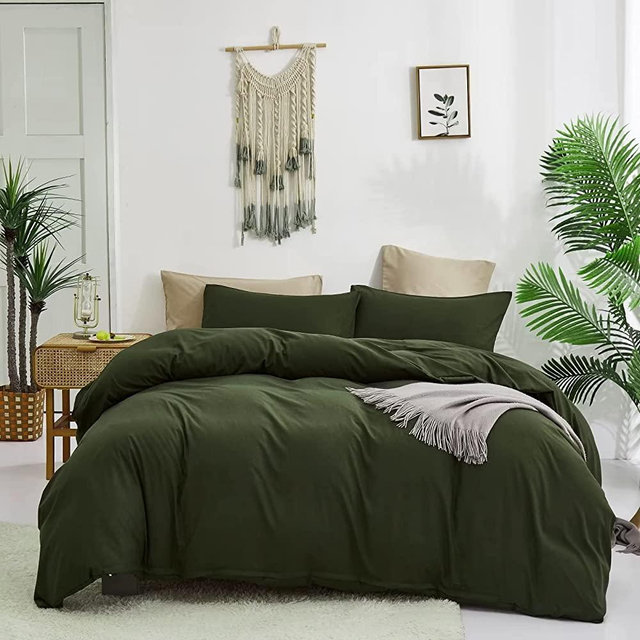 Houseri Olive Green Comforter Set King Dark Green Bedding King Size Farmhouse Comforter Army Green Comforter Sets for Men Women Vintage Blackish Green Bedding Comforter Blanket King Hunter Green Quilt