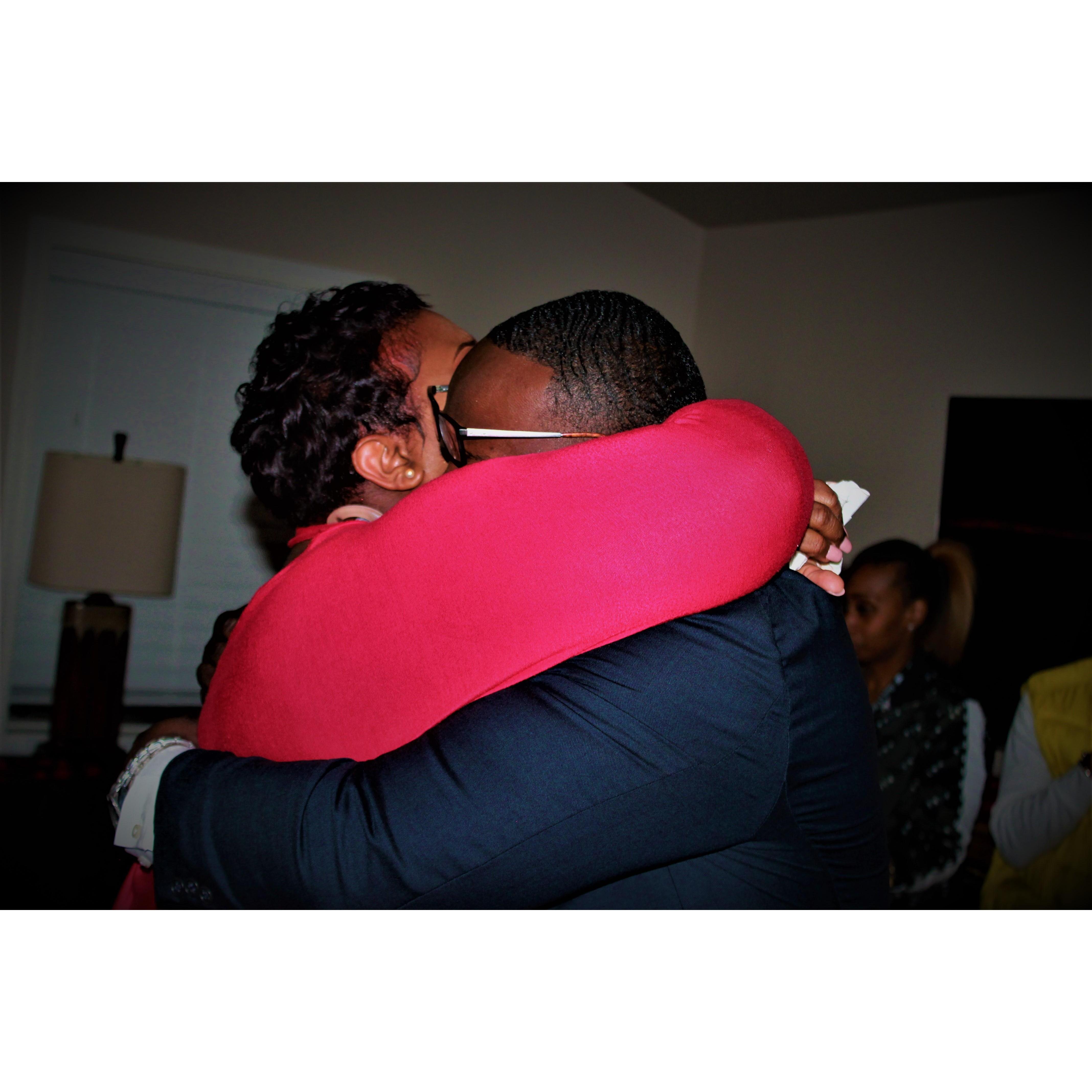 Continuing to hug, neither one of them wanted to let go! What an embrace!