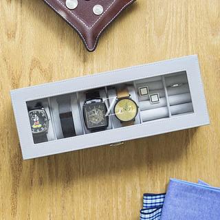 Personalized Grey Watch & Jewelry Case