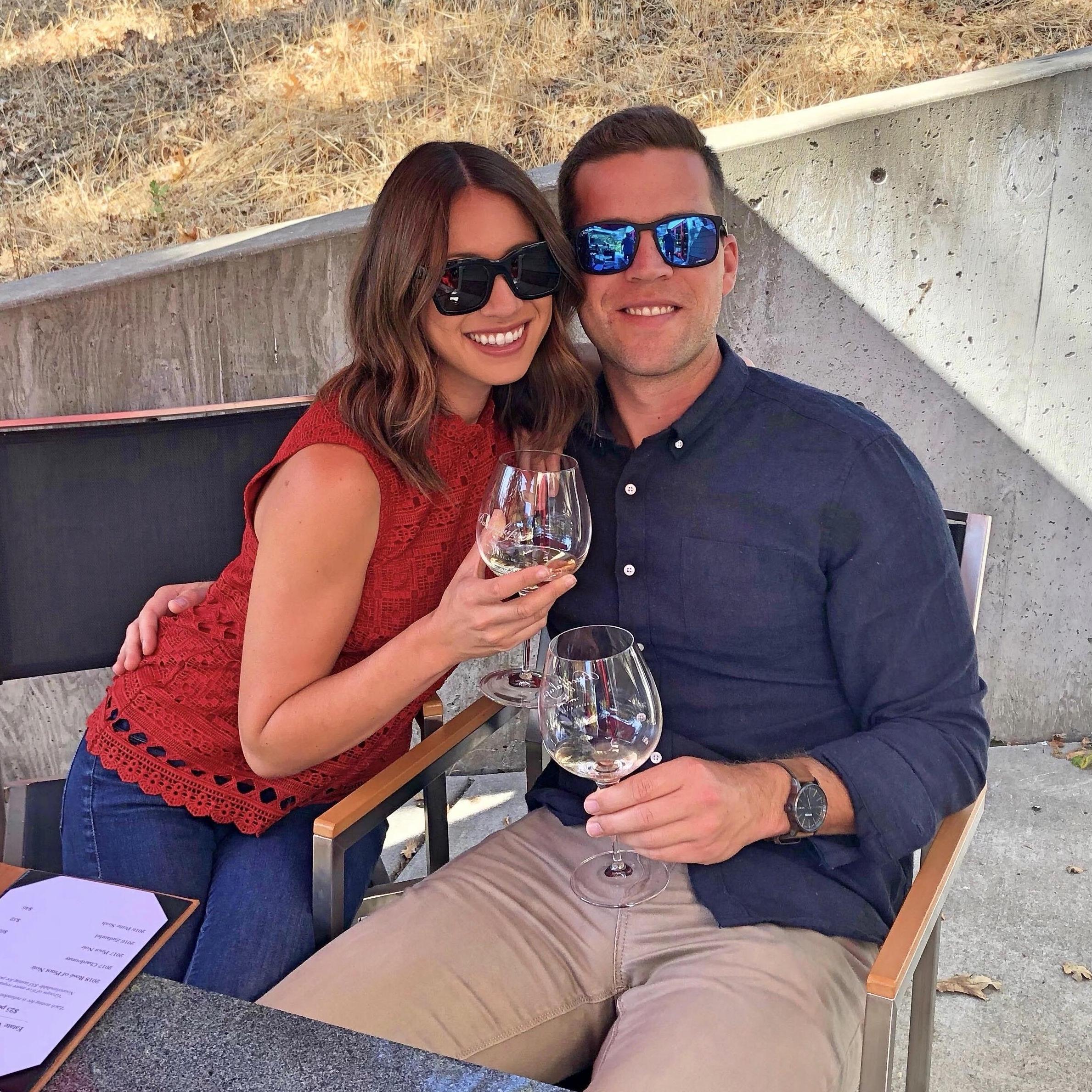 Tasting the grapes for our second anniversary in Healdsburg.