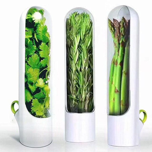 UEOZ Herb Saver for Refrigerator, Herb Saver Pod, Vegetable Preservation Bottle, Fresh Herb Keeper for Cilantro, Mint, Parsley, Asparagus, Keeps Greens Fresh for 2-3 Weeks (3PCS)