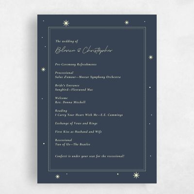 Grayed Navy, Blue Wedding Program - Splendor