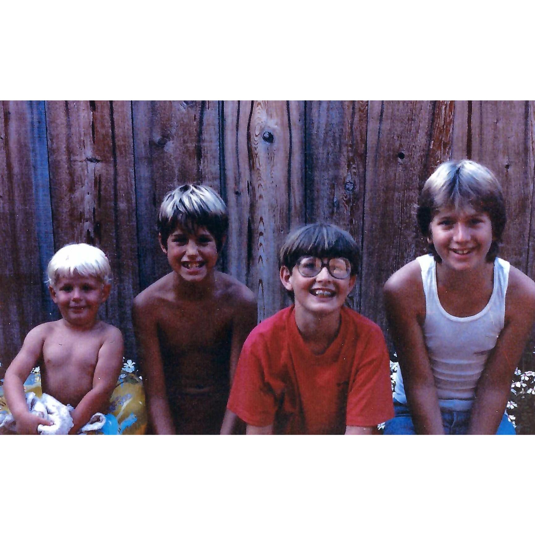 The good ol' days. Jeff (yes, that's Jeff), with his brothers Sean, Jon, and Pat. There would be wrestling, and cassette tapes with curious sounds on them.