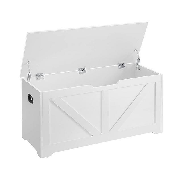 VASAGLE Storage Chest, Storage Trunk with 2 Safety Hinges, Storage Bench, Shoe Bench, Barn Style, 15.7 x 39.4 x 18.1 Inches, for Entryway, Bedroom, Living Room, White ULSB060T14