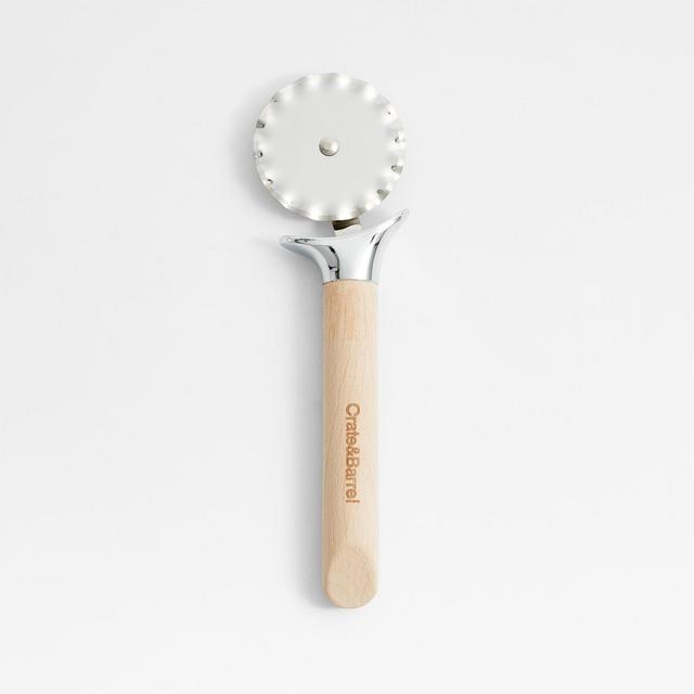 Crate & Barrel Fluted Pastry Cutter Wheel with Beechwood Handle