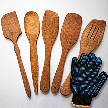 Wooden Kitchen Tools plus Gloves