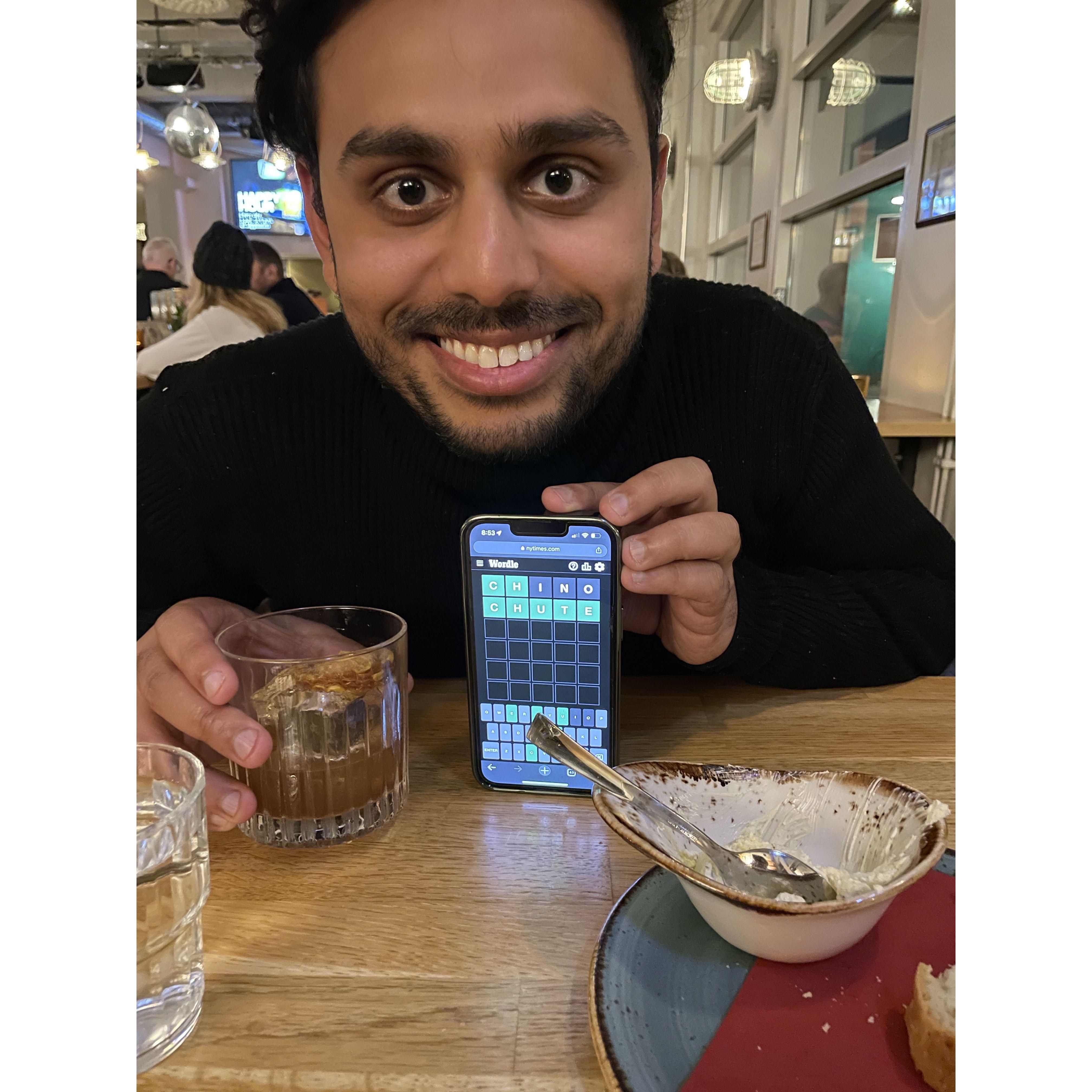 Aman's strategy with this game was always "Chino" as the first word. Do you think he actually got it on 2 tries or did he cheat??