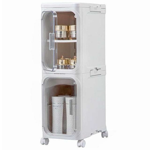 Lifelongpal Narrow Storage Cabinet, Slim Bathroom Storage Cabinet with Adjustable Shelves and Wheels, Narrow Organizer for Small Space, Bathroom, Kitchen, Laundry