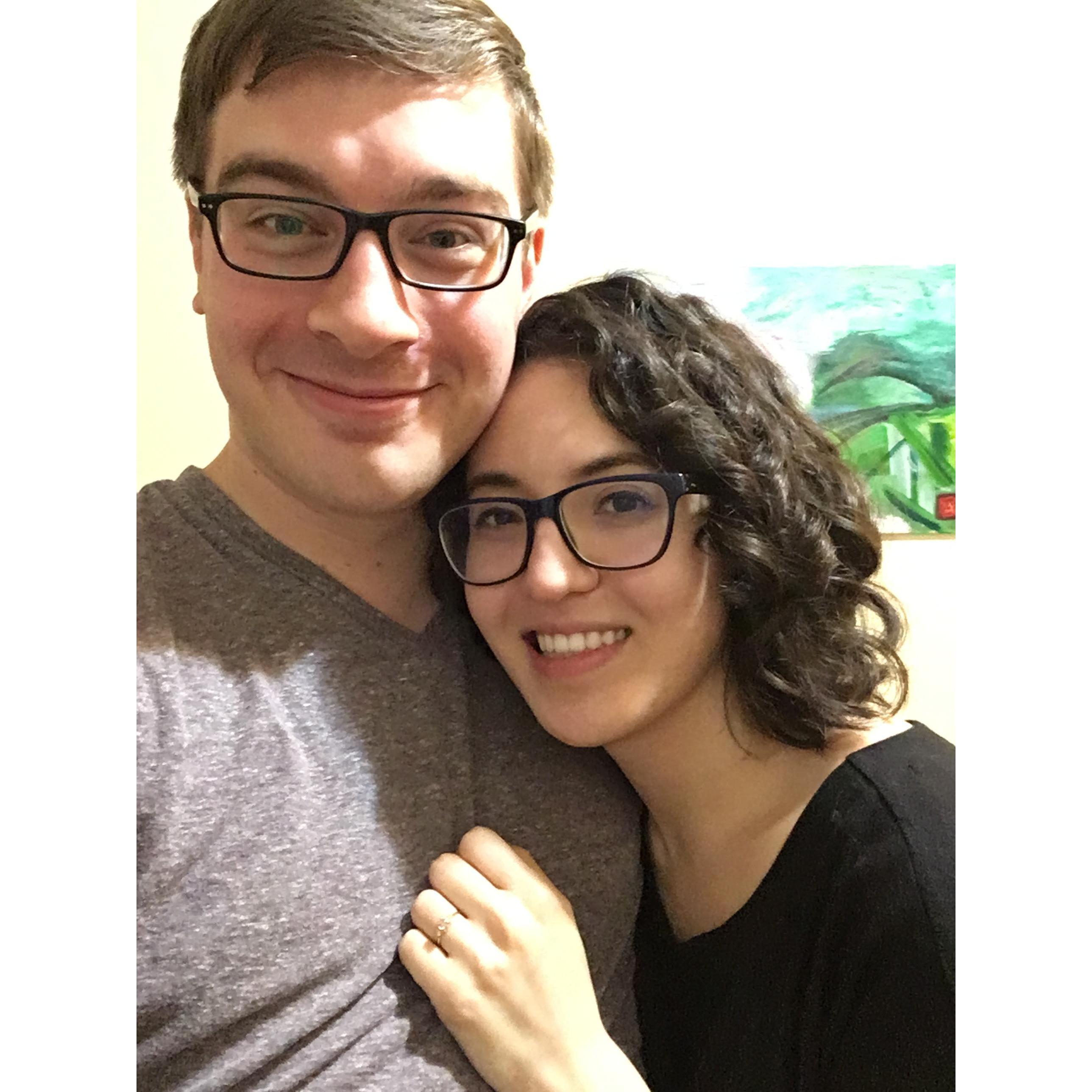 The evening we got engaged! November 23, 2019, at the High Line in NYC (photo taken when we got back home)