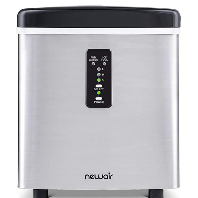 NewAir, AI-100SS, Countertop Sized Small Ice Maker, Makes 3 Sizes of Bullet Shaped Ice, 28 Pound Capacity, Stainless Steel