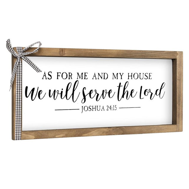pechpell As for Me and My House We Will Serve the Lord Wall Decor, 11.8x6 Inch Wooden Bible Verses Sign Scripture Wall Art, Entryways Above Door Prayer Room Bedrooms Table Shelf Decorations for Home