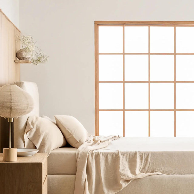 European Linen Sheet Set - Queen- Color Oat