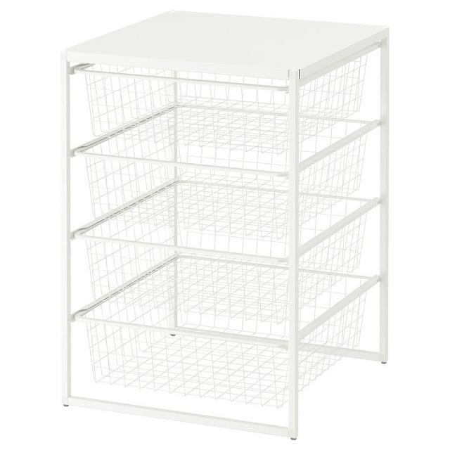 4-Drawer Wire Storage Unit with Metal Frame, White, 19.6x20.1x27.5 inches, Closet Organization System