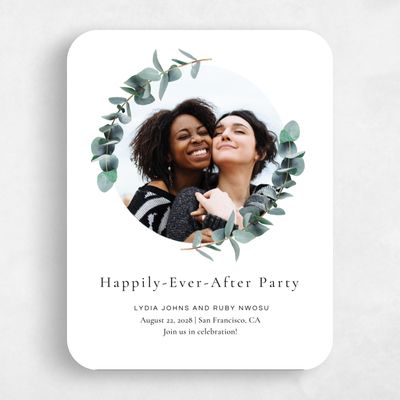White Rounded Wedding Save the Date - Galata Elopement