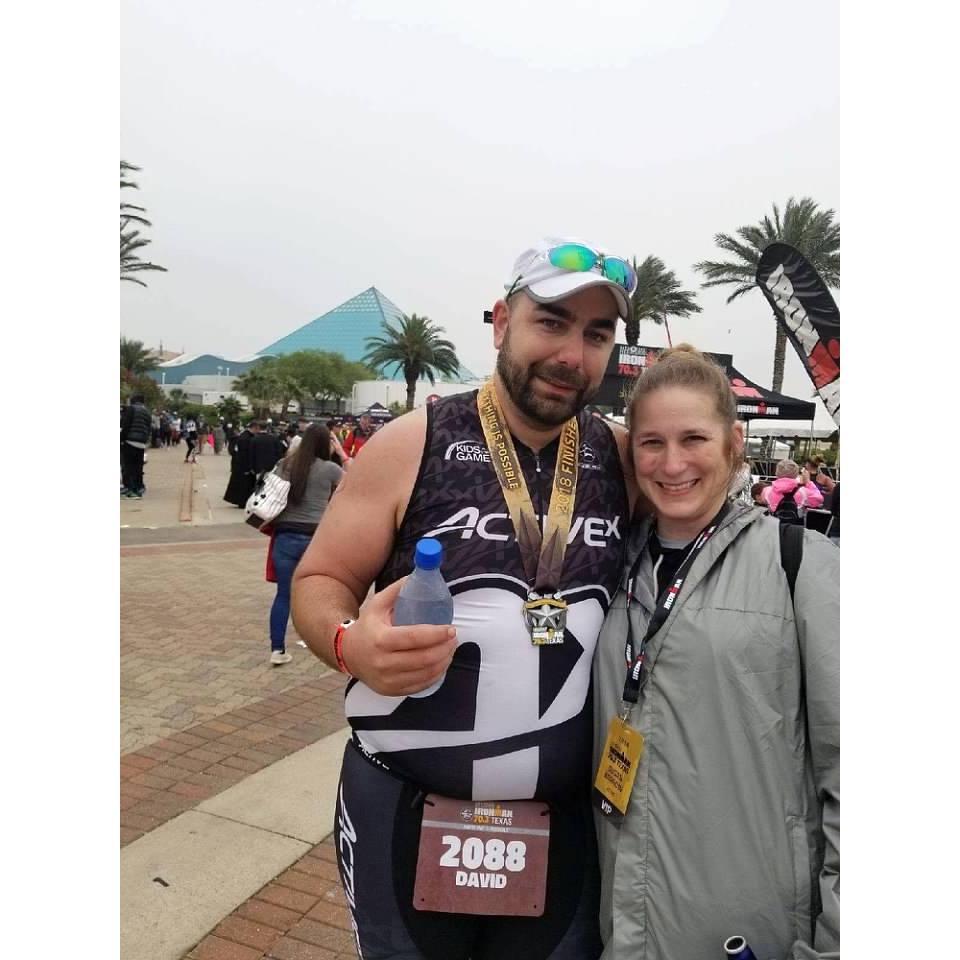 Dave finishing the Ironman!