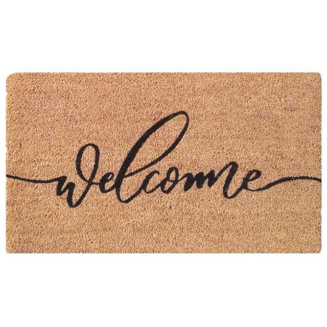 Fallovea Spring Welcome Front Door Mat - 30"x17" Coir Doormat with Anti-Slip PVC Backing, Indoor Outdoor Welcome Easter Mats for Entryway, Porch, Durable Coconut Fiber Mat, Natural Home Decor