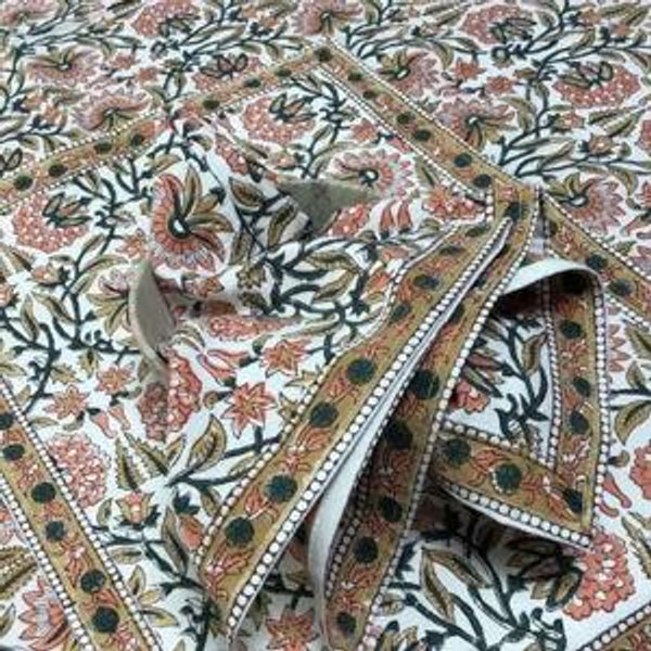 Sarah Peach Block Printed Placemats - Set of 6