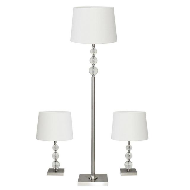 Adesso Olivia 3-Piece Lamp Set in Steel