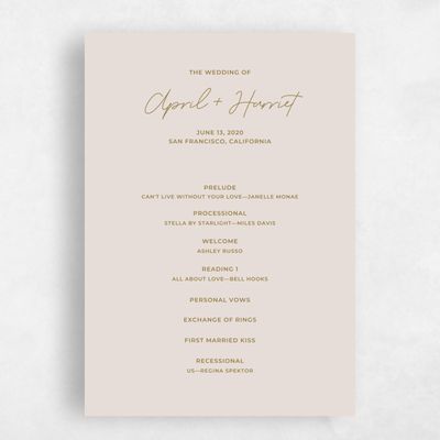 Tan, Brown Wedding Program - Geneva