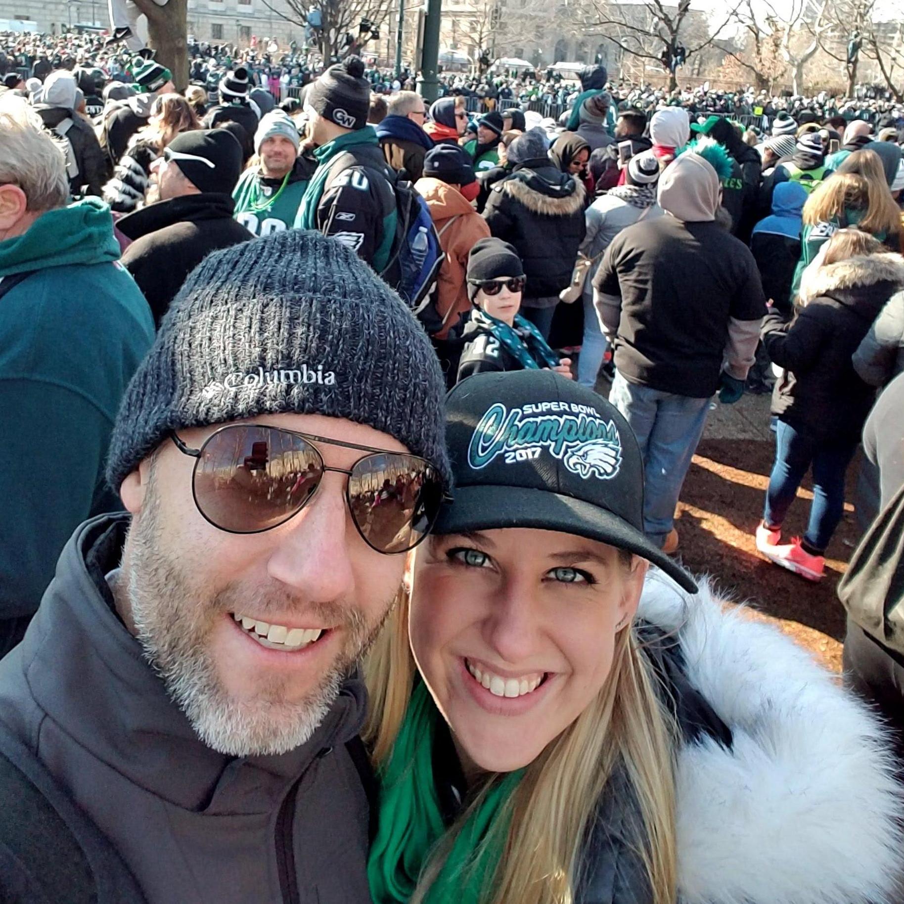Eagles Superbowl parade- the second greatest moment of Chrissy's life (so far)