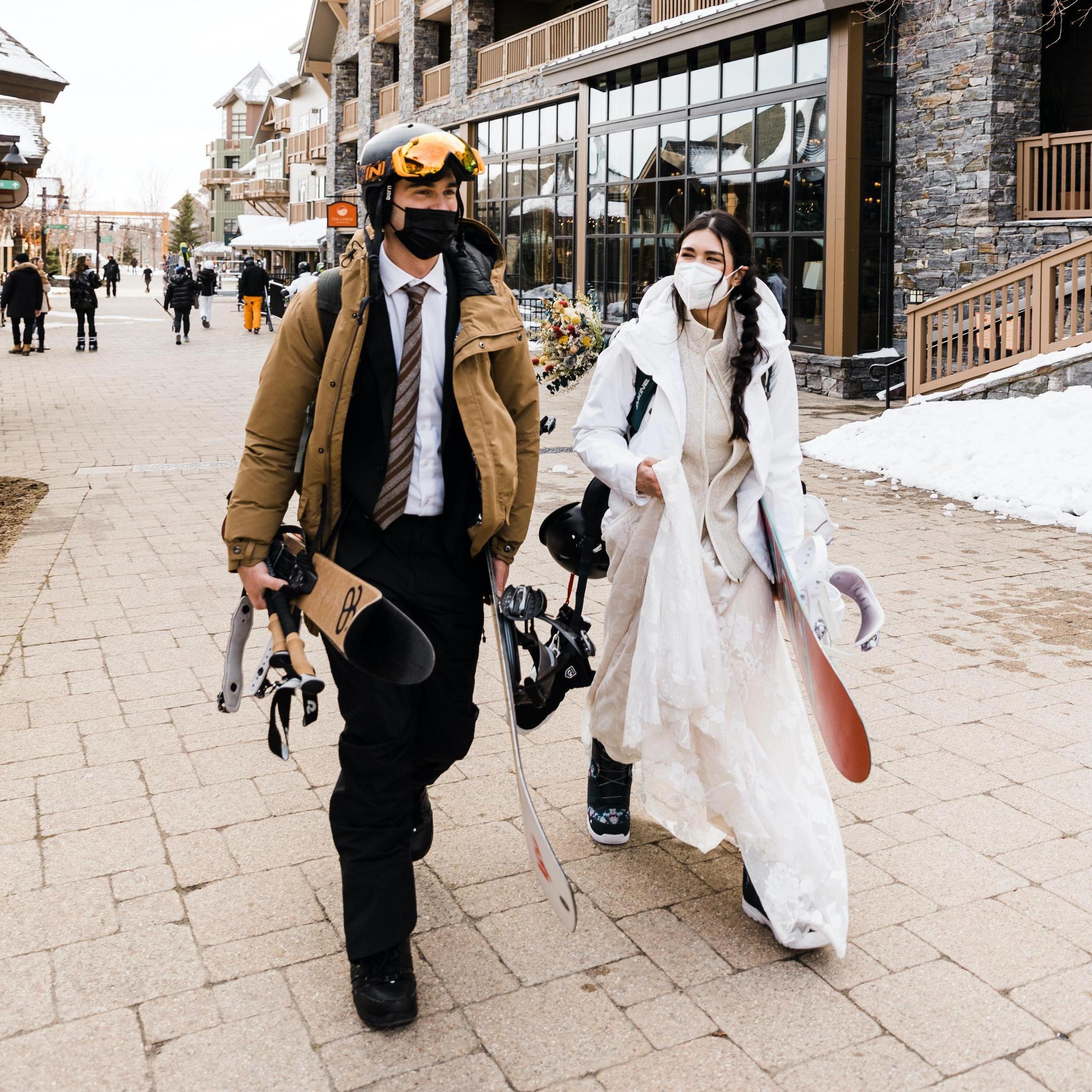 We spend the afternoon recreating our first date: hiking and snowboarding!