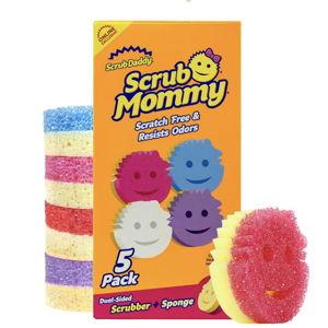 Scrub Daddy Scrub Mommy Kitchen Sponges for Dishes & Wiping Spills - Dual-Sided Dish Scrubber Sponge for Cleaning - Multi-Colored Bulk Pack - Stain & Odor Resistant (5 Count)