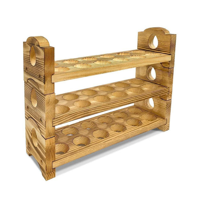 Egg Holder Countertop Farmhouse Decor - Wooden Fresh Eggs Storage for Counter - Pine Wood Egg Organizer Tray Racks