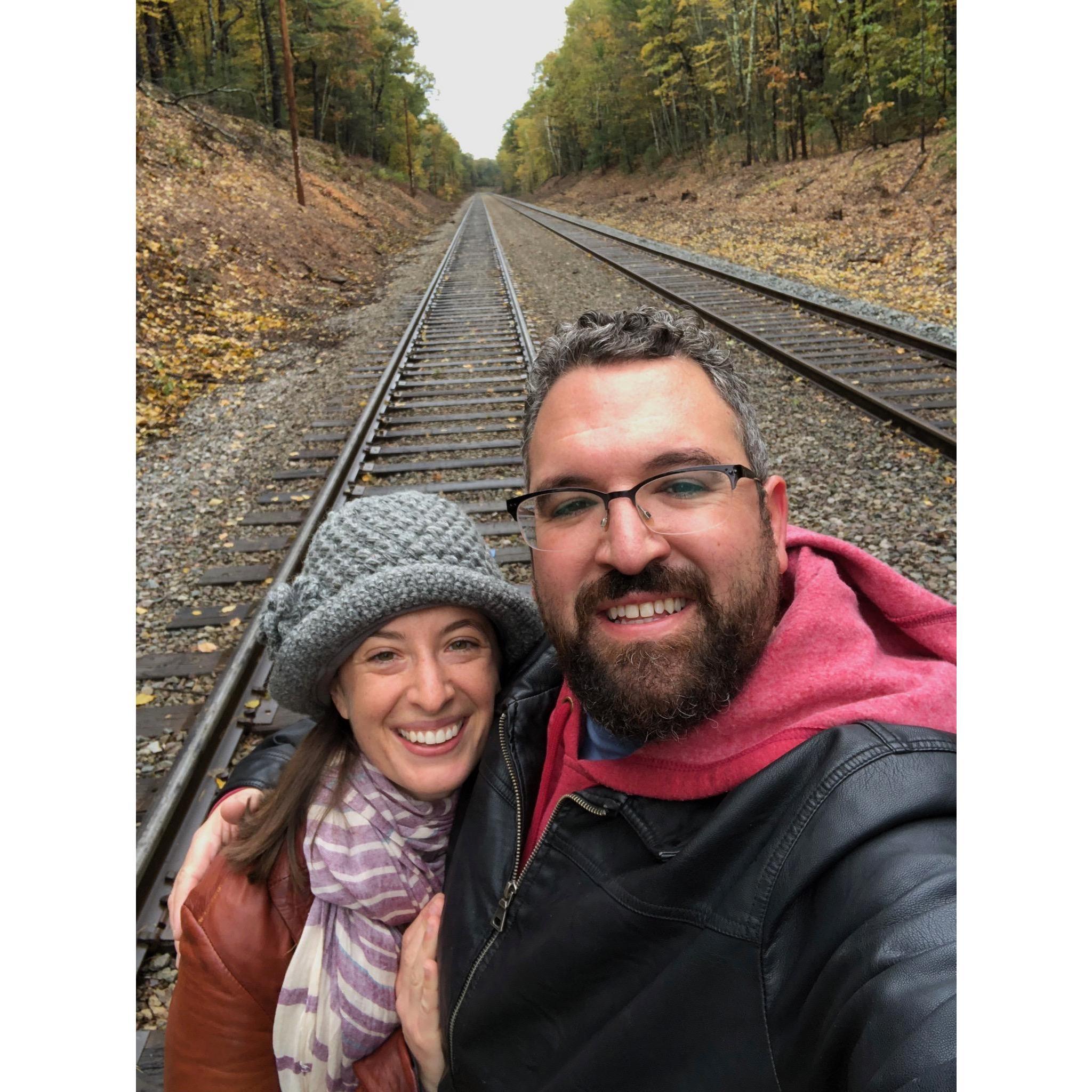 On the tracks of the MBTA Concord line, bordering Walden Pond. A synthesis of three things we love: trains, woods, and Boston.