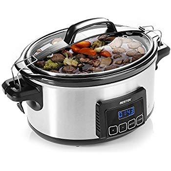 Hamilton Beach 33969A 6-Quart Programmable Set & Forget w/Temperature Probe Slow Cooker Stainless Steel