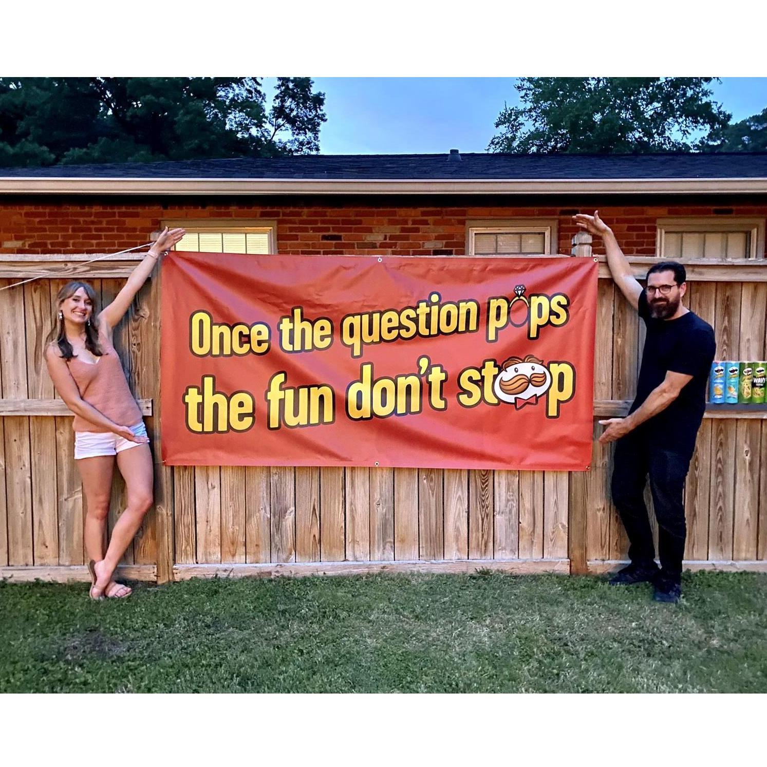 Pringle-themed engagement celebration