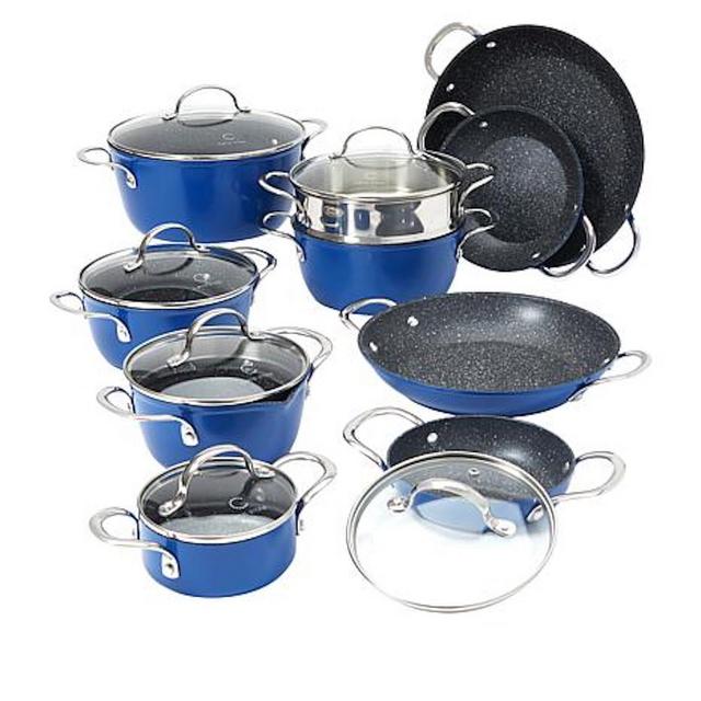Curtis Stone Dura-Pan Nonstick 16-piece Nesting Cookware Set-Refurbished