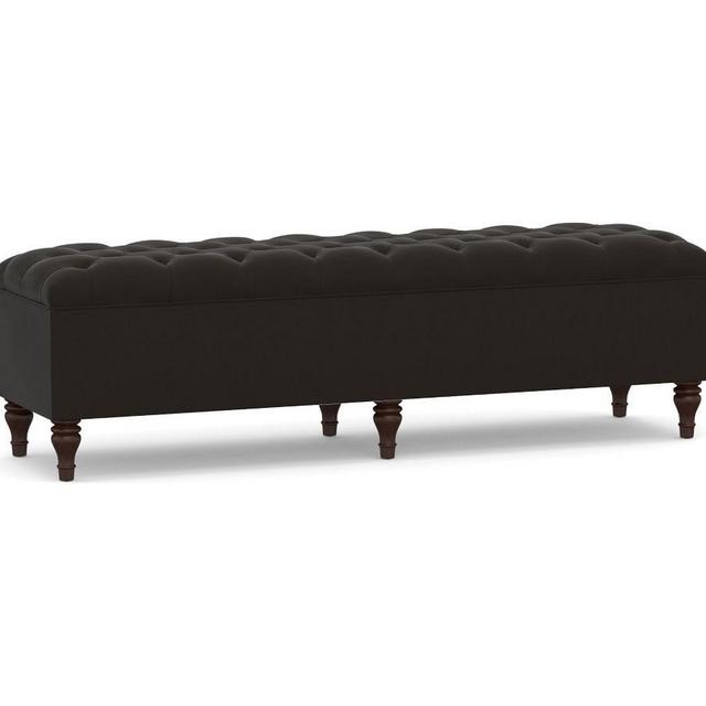Lorraine Upholstered Tufted King Storage Bench, Performance Everydayvelvet™ Smoke