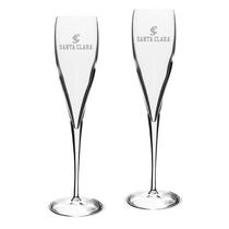 SANTA CLARA UNIVERSITY SET OF 2 ETCHED LUIGI BORMIOLI TOASTING GLASSES