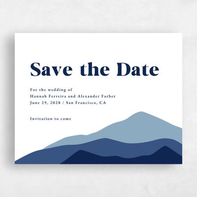 Navy, Blue Wedding Save the Date - Langdon Landscape