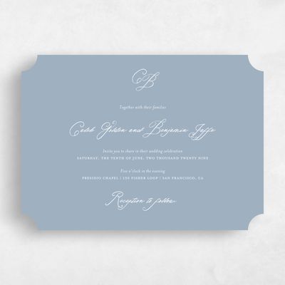 Blue Ticket Wedding Invitation - Imarige Landscape
