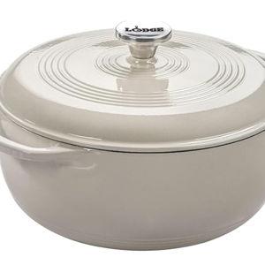 Lodge Essential Enamel Cast Iron Dutch Oven 6 Quarts -Oyster White