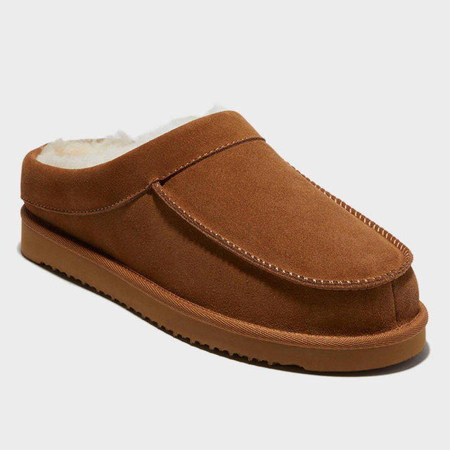 dluxe by dearfoams Men's Lith Moc Toe Clog Slippers - Light Brown 10